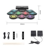 Batterie lectronique drum set - pdales et baguettes - contrles du volume et de la vitesse - avec 9 ...