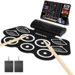 Batterie lectronique drum set - sportnow - avec 9 pads pdales et baguettes de tambour - silicone - ...