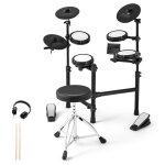 Batterie enfant lectrique costway - cymbales 24 cmpads en mesh - 2 baguettes2 pdales - tabouret rglable ...