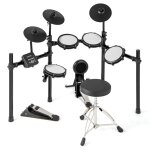 Batterie enfant lectrique costway - cymbales 25 cmpads en mesh - 2 baguettes - tabouret rglable - mtronome ...