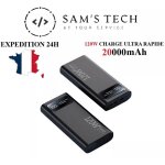 Batterie externe portable 120w charge rapide power bank 20000mah 2 usb type c