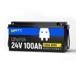 Batterie lithium 24v 100ah lifepo4 2560wh cellules grade a + 15000 cycles profonds et protection bms ...