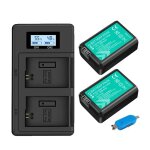 Batterie sony np - fw50 chargeur double lcd compatible avec sony alpha a6500 a6300 a6000 2pcs et chargeur ...