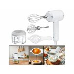 Batteur 3 en 1  main sans fil rechargeable avec hachoir et 2 fouets