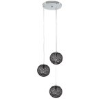Baya lustre - suspension 3 boules rotin �20cm noires. hauteur plafond 105cm