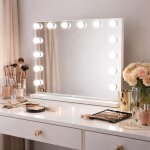 Bayt miroir coiffeuse led 58 x 46 cm - miroir de maquillage avec �clairage - intensit� r�glable - blanc ...