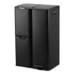 Bayt poubelle cuisine 60l - poubelle � p�dale - tri des d�chets 3 compartiments - inox - noir