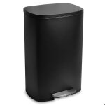 Bayt poubelle cuisine 50l � p�dale - acier inoxydable - couvercle hygi�nique - design �l�gant - noir