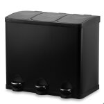 Bayt poubelle cuisine 60l 3x20l - tri s�lectif - corbeille � p�dale - 3 compartiments - inox noir - anti ...