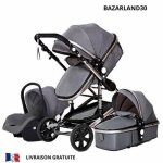 Bazarland30. poussette 3 en 1 b�b� combin�e si�ge - auto nacelle r�versible r�glable haute qualit� roues ...