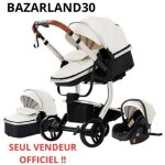 Bazarland30. poussette 3 en 1 bb combine sige - auto nacelle trio rversible cuir pu roues increvables ...