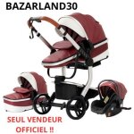 Bazarland30. poussette 3 en 1 bb combine sige - auto nacelle trio rversible cuir pu roues increvables ...