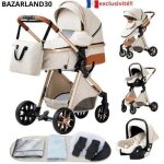 Bazarland30. poussette 3 en 1 b�b� combin�e si�ge - auto nacelle trio r�versible haute qualit� roues ...