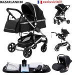 Bazarland30. poussette combine 3 en 1 sige - auto nacelle trio rversible rglable haute qualit roues ...