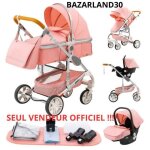 Bazarland30. poussette combine 3 en 1 sige - auto nacelle trio rversible rglable haute qualit roues ...