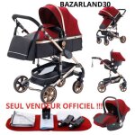 Bazarland30. poussette combine 3 en 1 sige - auto nacelle trio rversible rglable haute qualit roues ...