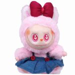 Marque bb angell 1 labubu porte cl monsters robe + noeud rouge peluche jouet kawaii cadeau de collection ...