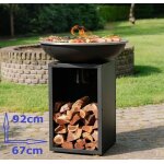 Bbq plancha grill amigo - avec housse de protection personnalise et rangement bois 67cm barbecue