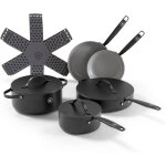 Be living batterie de cuisine 5 pcs po�les sauteuse faitout & casserole avec couvercle + prot�ge - po�les ...
