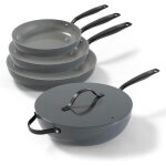 Be living essential batterie cuisine 4pcs po�les �20 / 24 / 28 cm + wok �30 cm rev�tement c�ramique sans ...