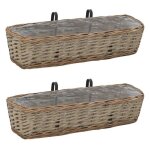 Beau lot de 2 jardini�re de balcon osier avec doublure en pe 60 cm mode182461
