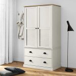 Beau armoire de chambre - penderie - garde - robe vigo - blanc 90x55x176 cm bois massif de pin mode603874 ...