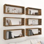 Beau armoire tagres  livres - tagres murales cube 6 pcs - chne fum 60x15x23 cm bois mode300438 ...