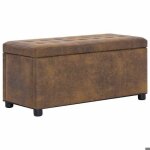 Beau banquette / pouf de rangement - coffre de rangement 875 cm marron similicuir daim mode844047