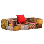 Beau canap� - lit polyvalent - pouf modulaire � 2 pl pouf modulaire � 2 places patchwork tissu 80962