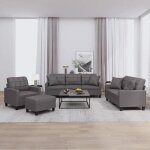 Beau ensemble canap de relaxation - ensemble de canaps 4 pcs avec coussins - gris similicuir mode970554 ...