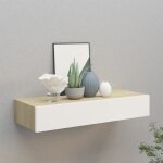Beau tagre  livres suspendu - tagre  tiroir murale - chne et blanc 60x235x10 cm mdf mode294260 ...