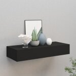 Beau �tag�re � livres suspendu - �tag�re � tiroir murale - noir 60x235x10 cm mdf mode781718