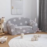 Beau fauteuil bébé enfant / canapé - lit enfant 2 places - gris clair - étoiles peluche douce84 x 90 ... Beau fauteuil bébé enfant / canapé - lit enfant 2 places - gris clair - étoiles peluche douce84 x 90 ...