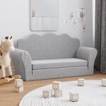 Beau fauteuil bb enfant / canap - lit enfants 2 places - gris clair - peluche douce94 x 90 x 48cm ...