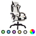 Beau fauteuil de jeux vidéo - fauteuil gamer chaise gaming avec led rvb noir et blanc similicuir mode797030 ... Beau fauteuil de jeux vidéo - fauteuil gamer chaise gaming avec led rvb noir et blanc similicuir mode797030 ...