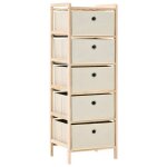 Beau meuble de rangement sur pied - tagre de rangement 5 paniers tissu bois de cdre beige mode660333 ...