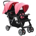 Beau poussette � deux places - poussette double - rose et noir acier mode392586