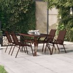 Beau table de jardin - table  manger dextrieur marron et noir 140x70x70 cm acier et verre mode947772 ...