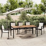 Beau table de jardin - table � manger dext�rieur plateau en bois noir r�sine tress�e bois massif mode500910 ...