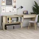 Beau table travail - bureau informatique dangle - chne sonoma - 200x50x76 cm bois d?ingnierie mode307503 ...