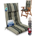 Beautissu premium coussin chaise jardin dossier haut 120x50 cm vert ray ? 8 cm robuste antidrapant ...