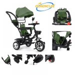 Bb cycle - tricycle 4 en 1 avec cloche miroir vert - avec pare - soleil - quiienclee - tricycle