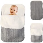 Bébé gigoteuse poussette hiver - aqsacokiya - tricot laine epais les bébés de 0 à 12 mois gris Bébé gigoteuse poussette hiver - aqsacokiya - tricot laine epais les bébés de 0 à 12 mois gris