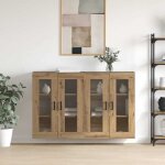 Beige lot de 2 armoires murailles commode buffet bahut - cabinet de rangement pour salon ch�ne artisanal ...