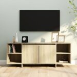 (beige)meuble tv - signor - armoire t�l�vision ch�ne sonoma 130x35x50 cm bois ing�nierie 294504