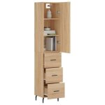 Bel - achat * buffe haut - capacit� g�n�reuse - cabinet vaisselier ch�ne sonoma 345x34x180 cm - bois ...