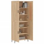 Bel - achat * buffe haut - capacit� g�n�reuse - cabinet vaisselier ch�ne sonoma 695x34x180 cm - bois ...