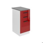 Meuble de cuisine - belini - sdsz - rouge tr�s brillant - 2 tiroirs - 1 porte - 40x85 cm