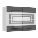 Meuble haut cuisine - belini - sgw80 - 2 portes vitrées - argent très brillant - 80 cm Meuble haut cuisine - belini - sgw80 - 2 portes vitrées - argent très brillant - 80 cm