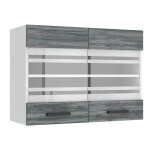 Meuble haut cuisine - belini - sgw80 - 2 portes vitres - chne glamour - mtal brillant